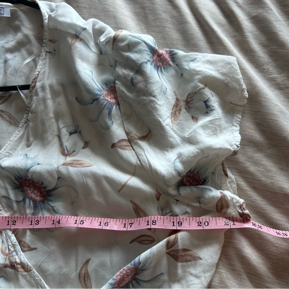 White Floral XL Midi Dress with Blue Bloom Print Modest, Conservative, Flowy - Picture 8 of 10